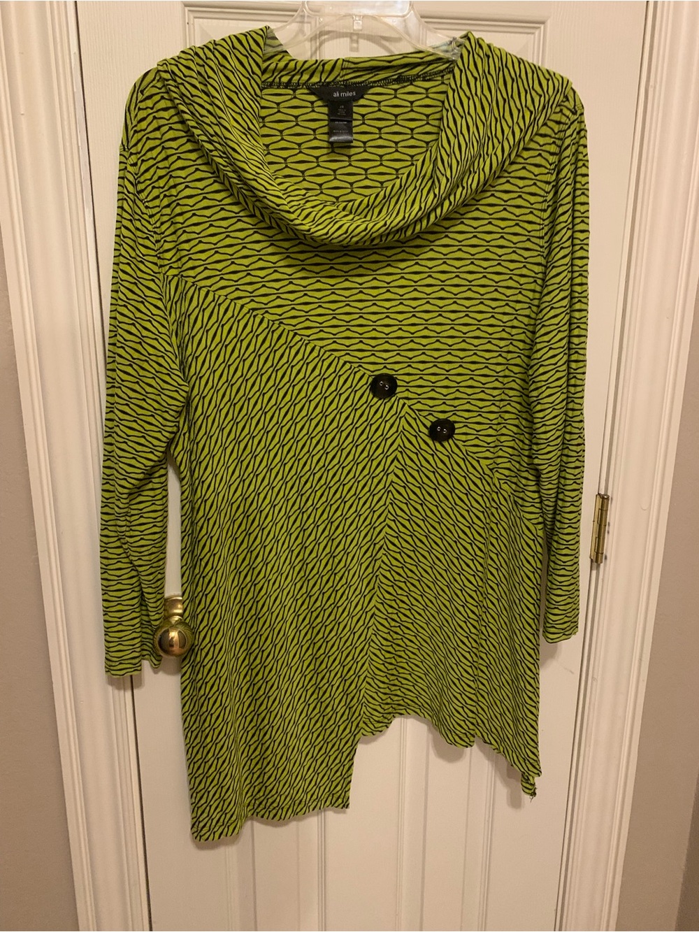 Ali Miles Asymmetrical Hem and Design Bright Lime Green and Black Dressy Sz 2X